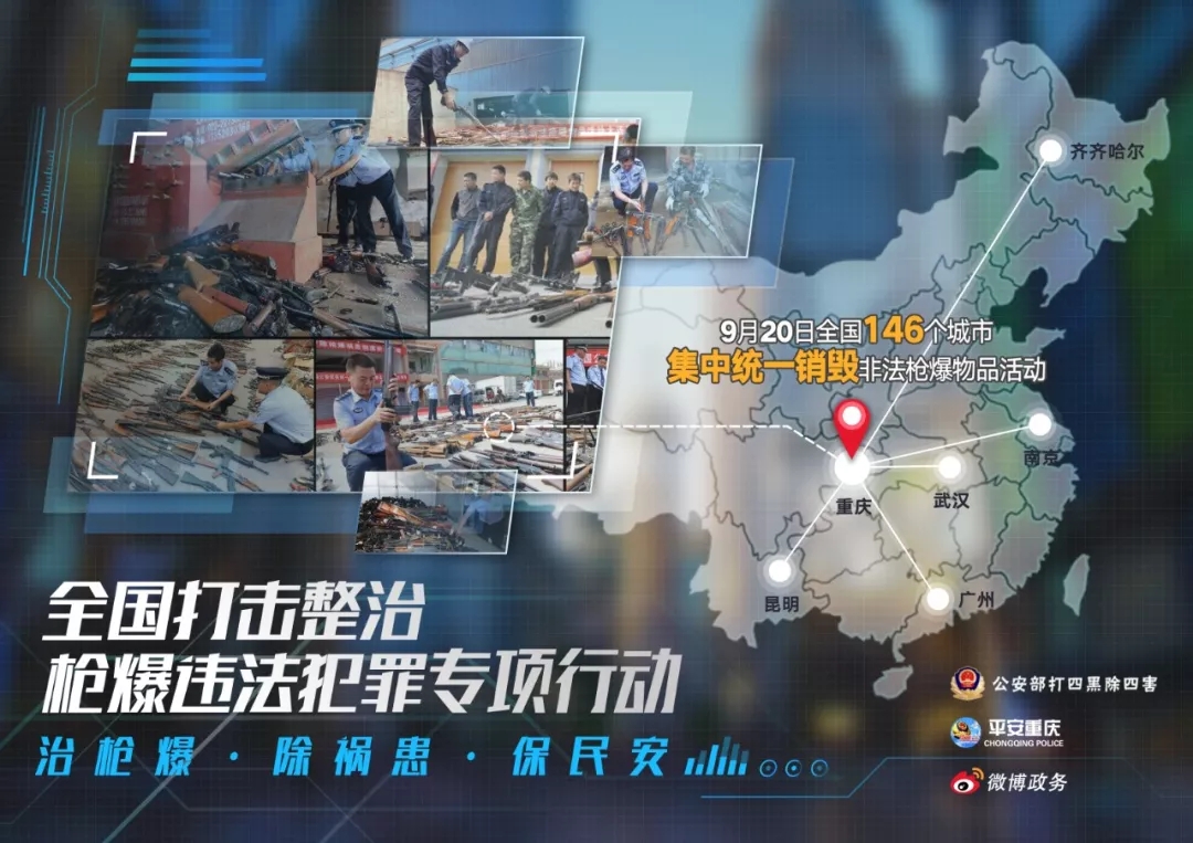 现场直击!公安部组织全国146城集中销毁非法枪爆物品