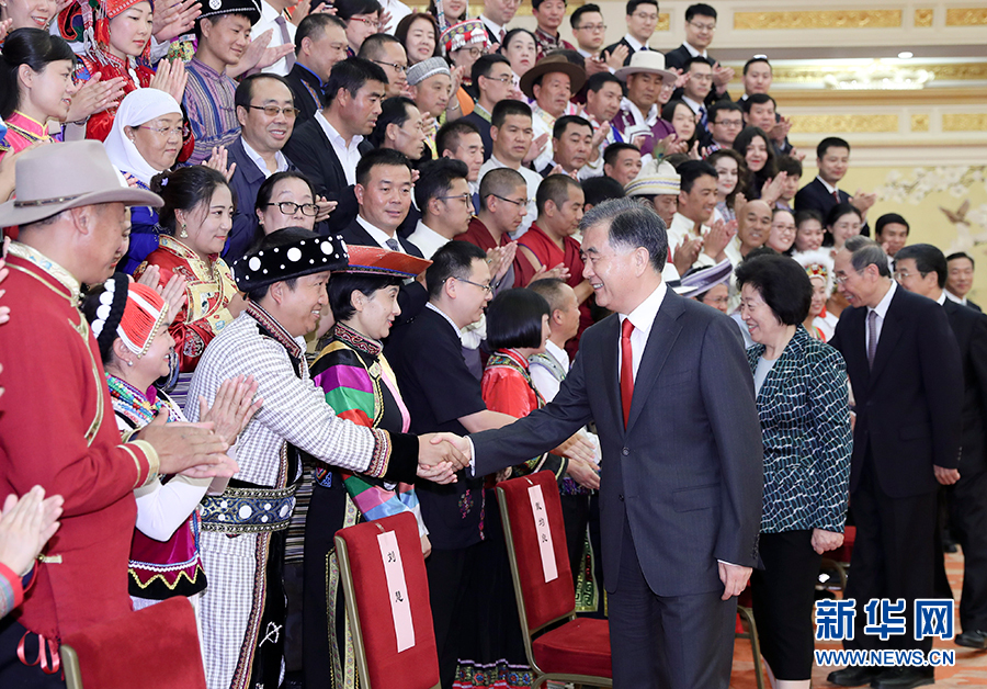 汪洋会见全国少数民族参观团