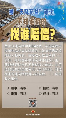 被“天降花盆”砸伤，不知谁扔的，找谁赔偿？